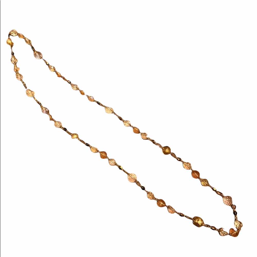 Long beaded tan/brown/gold necklace